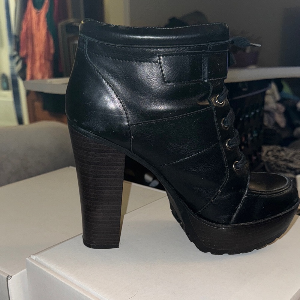 JustFab Black Heeled Boots